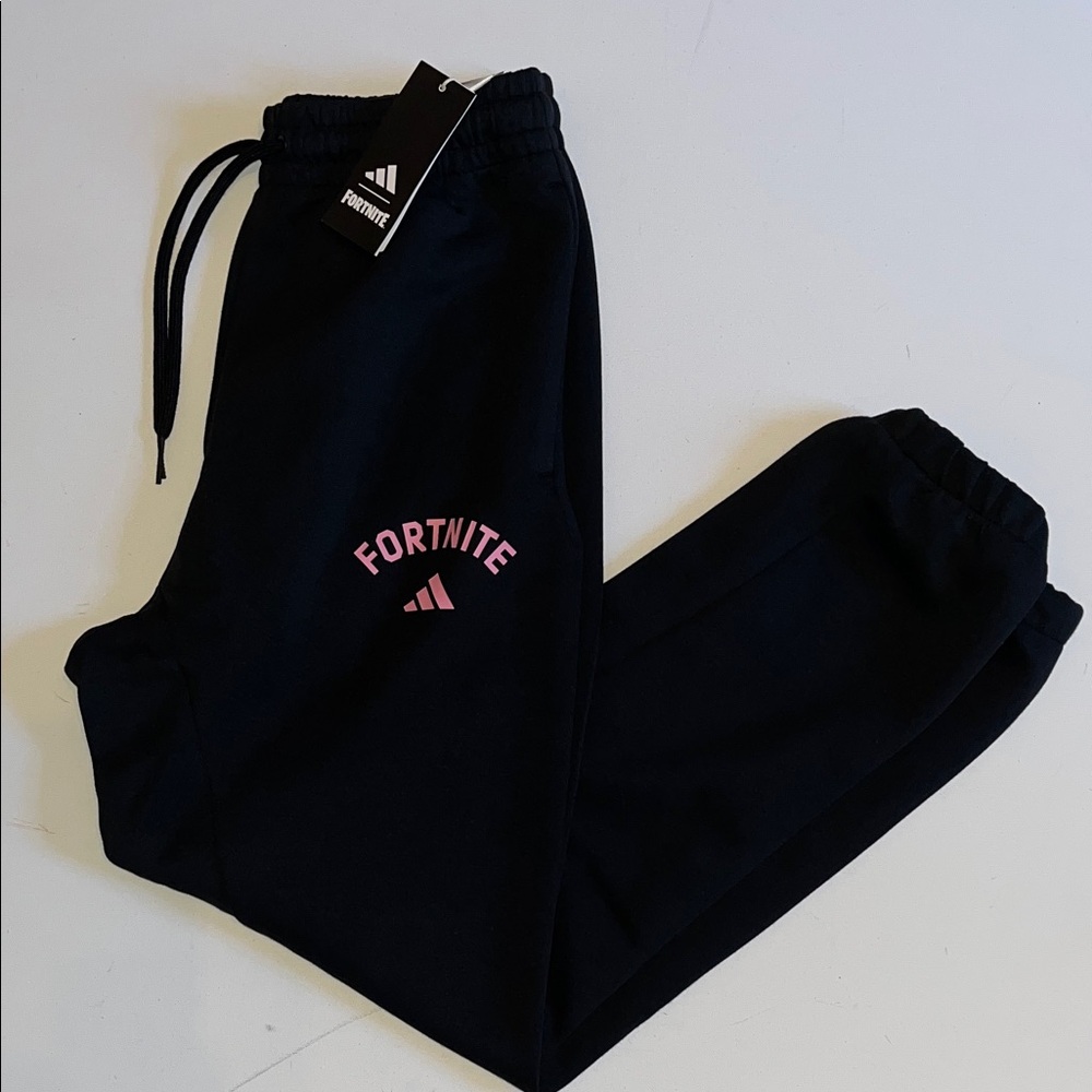 Adidas Fortnite Pants Men's S Black pink logo sweatpants NWT $75